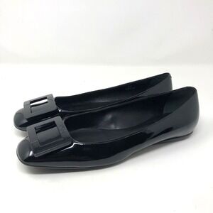 Roger Vivier Patent Leather Buckle Flats Womens 40 10 Black Classic Timeless